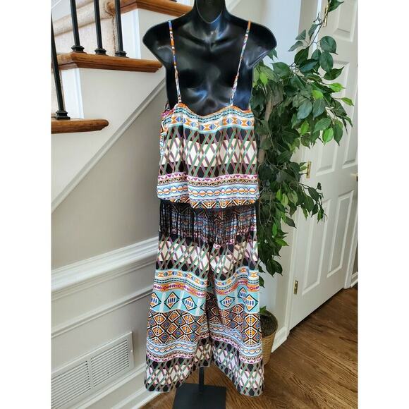 Indian Tropical Fashion Women Multicolor 100% Polyester 2 Piece Pantsuits Size M - Picture 7 of 12